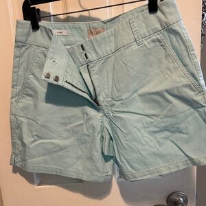 LOFT Light Mint Green Tailored Cotton-Blend Shorts